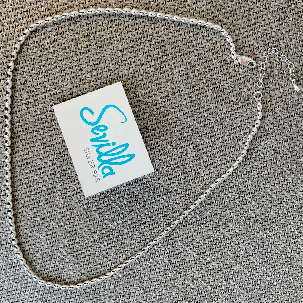 925 Sterling Silver Beaded Chain Necklace by Sevilla